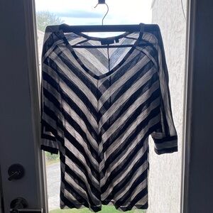 Apt. 9 Black and White Sheer Blouse